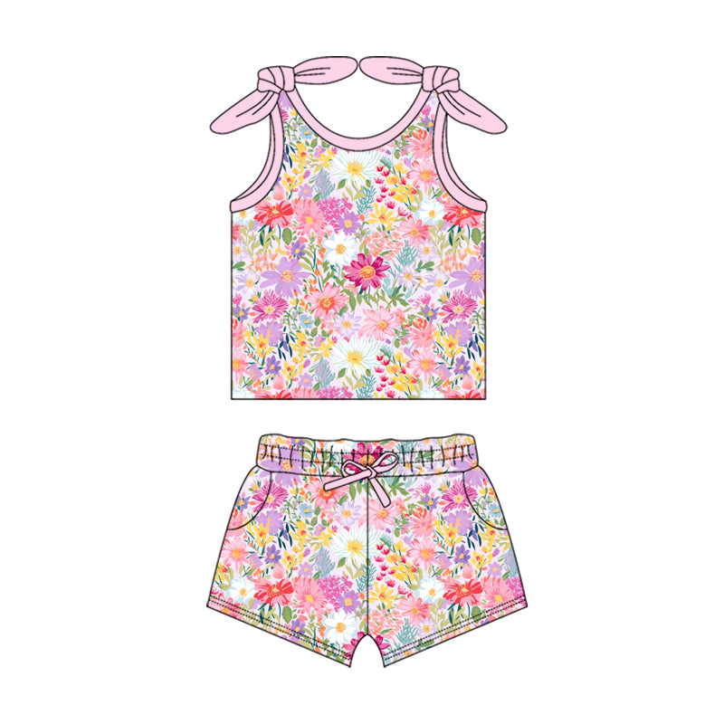 pre -order pink flowers print girl set GSSO2551