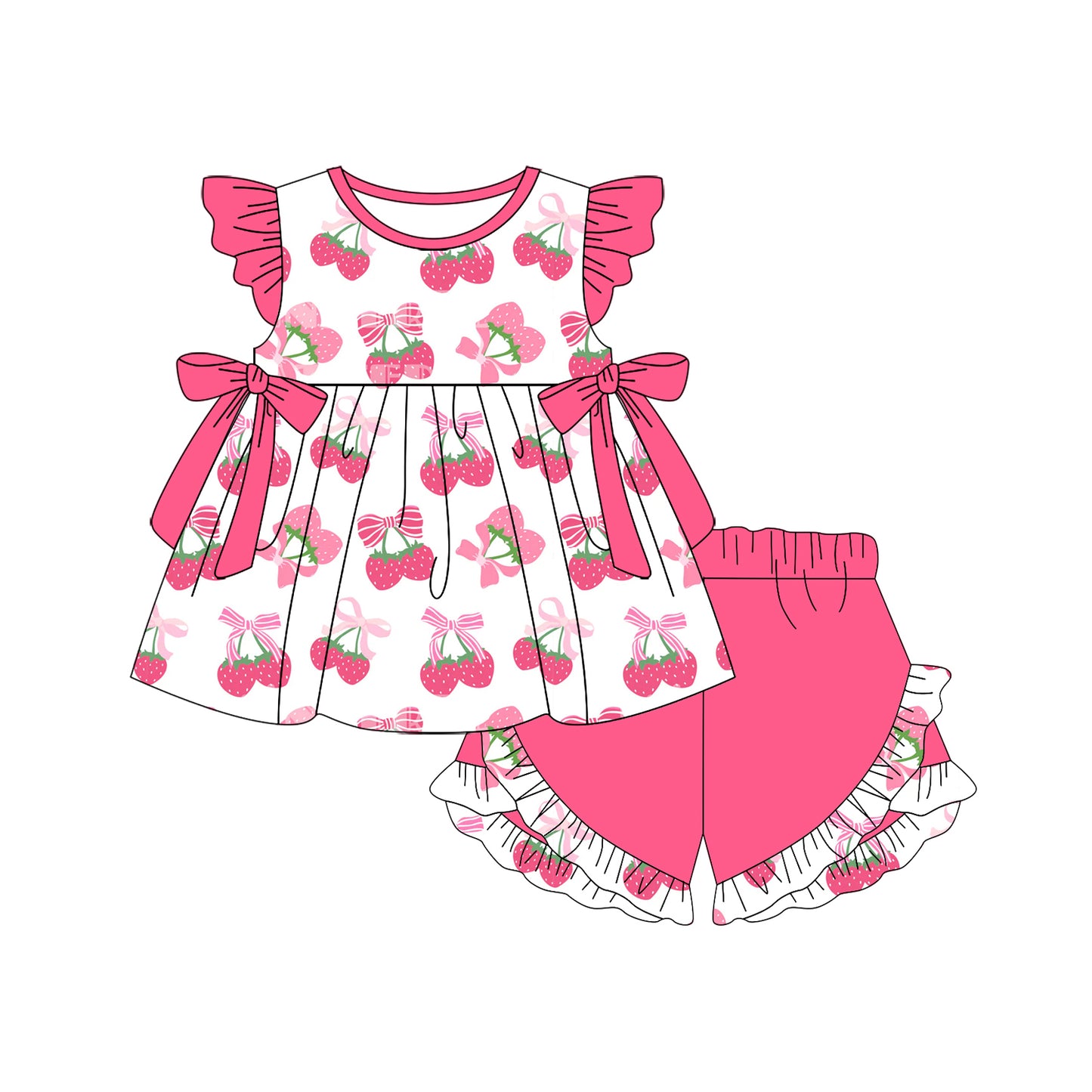 pre -order pink strawberry print girl set GSSO2554