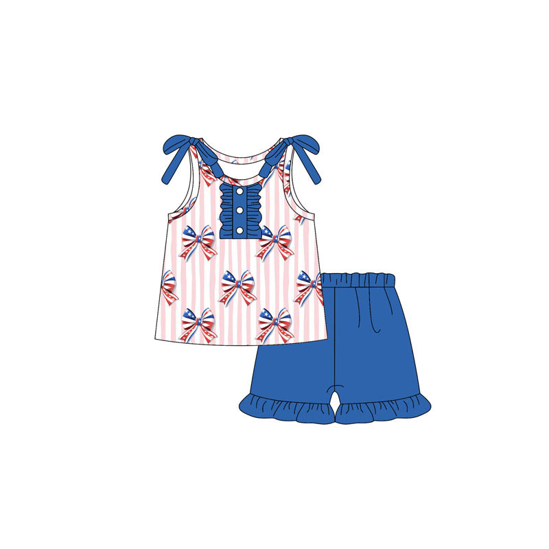 pre -order pink stripe bows girl set GSSO2599