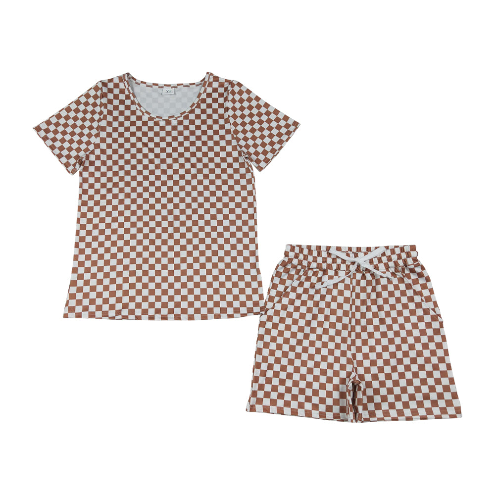 Adult Plaid short Sleeve pajamas GSSO2680