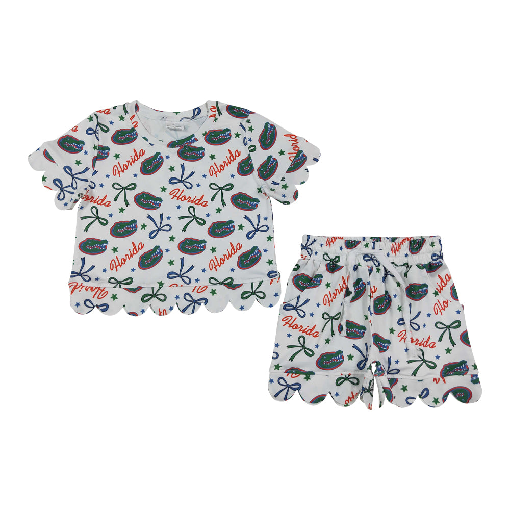 Gameday scalloped edges Short Sleeve Girls Set GSSO3249