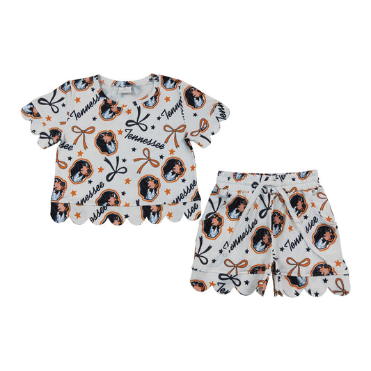 Gameday scalloped edges Short Sleeve Girls Set GSSO3251