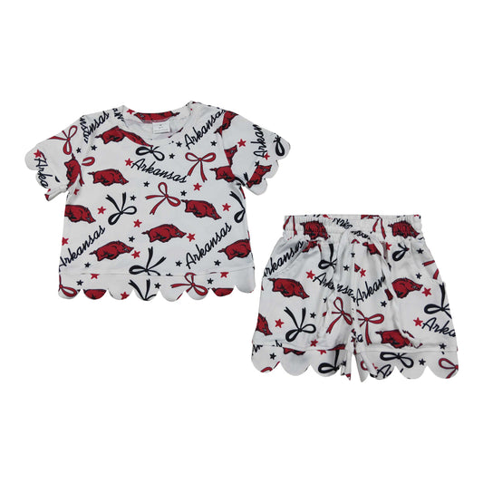Gameday scalloped edges Short Sleeve Girls Set GSSO3254