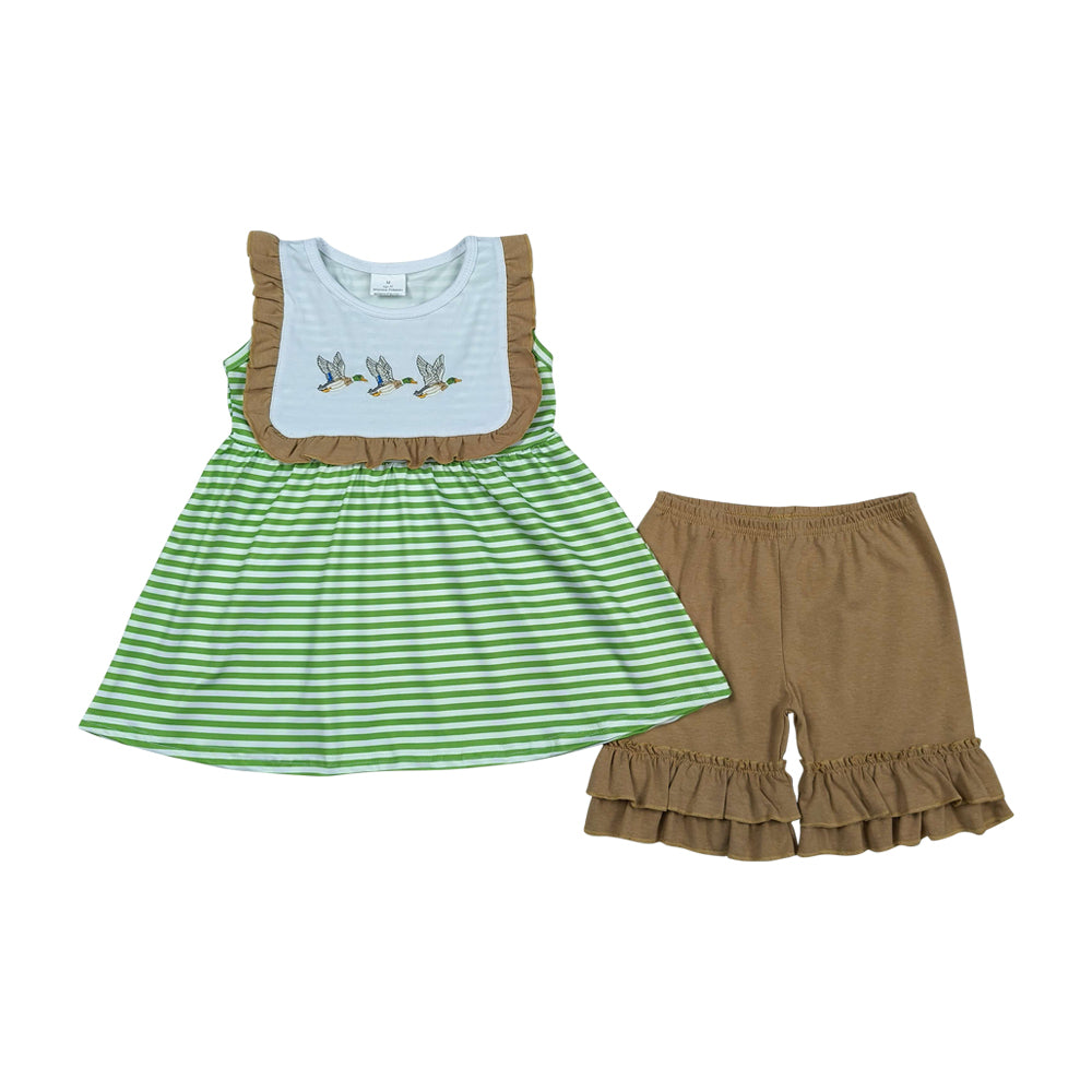 Summer Embroidery Duck Sleeveless Girls Set GSSO3432
