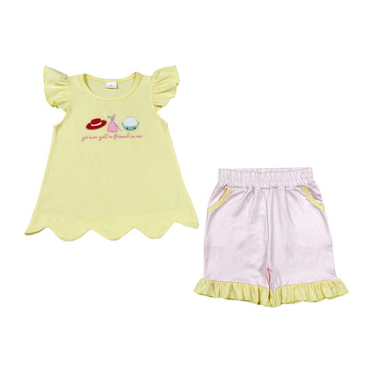 Summer embroidery Girls Outfit GSSO3495