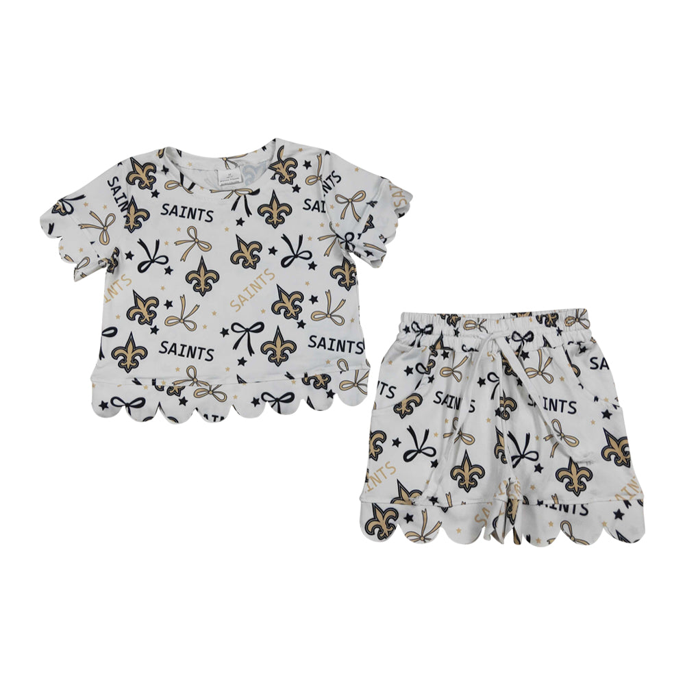 gameday scalloped edges Short sleeve Girls Set GSSO3561