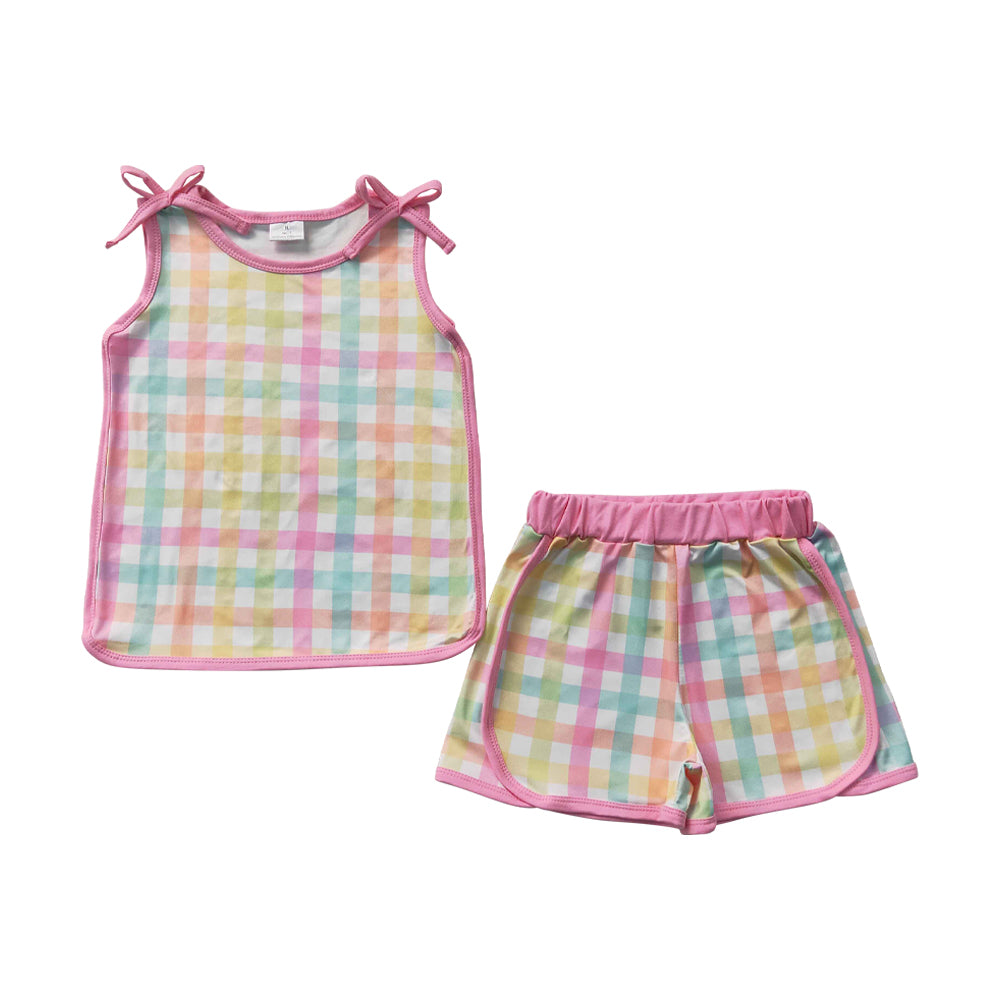 Summer Plaid sleeveless Girls Set GSSO3659