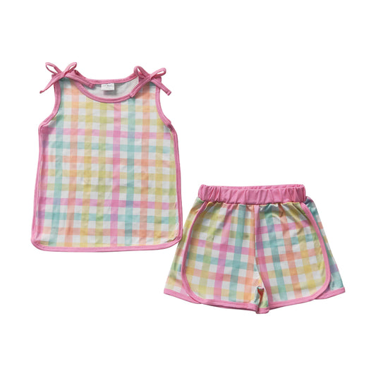 Summer Plaid sleeveless Girls Set GSSO3659