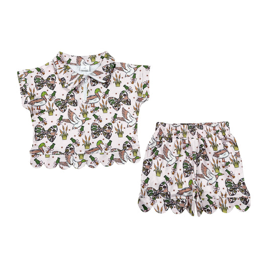 Duck scalloped edges Short Sleeve Girls Set GSSO3669