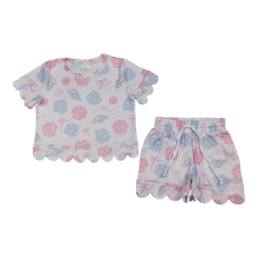 Summer Bow scalloped edges sleeveless Girls Set GSSO3731