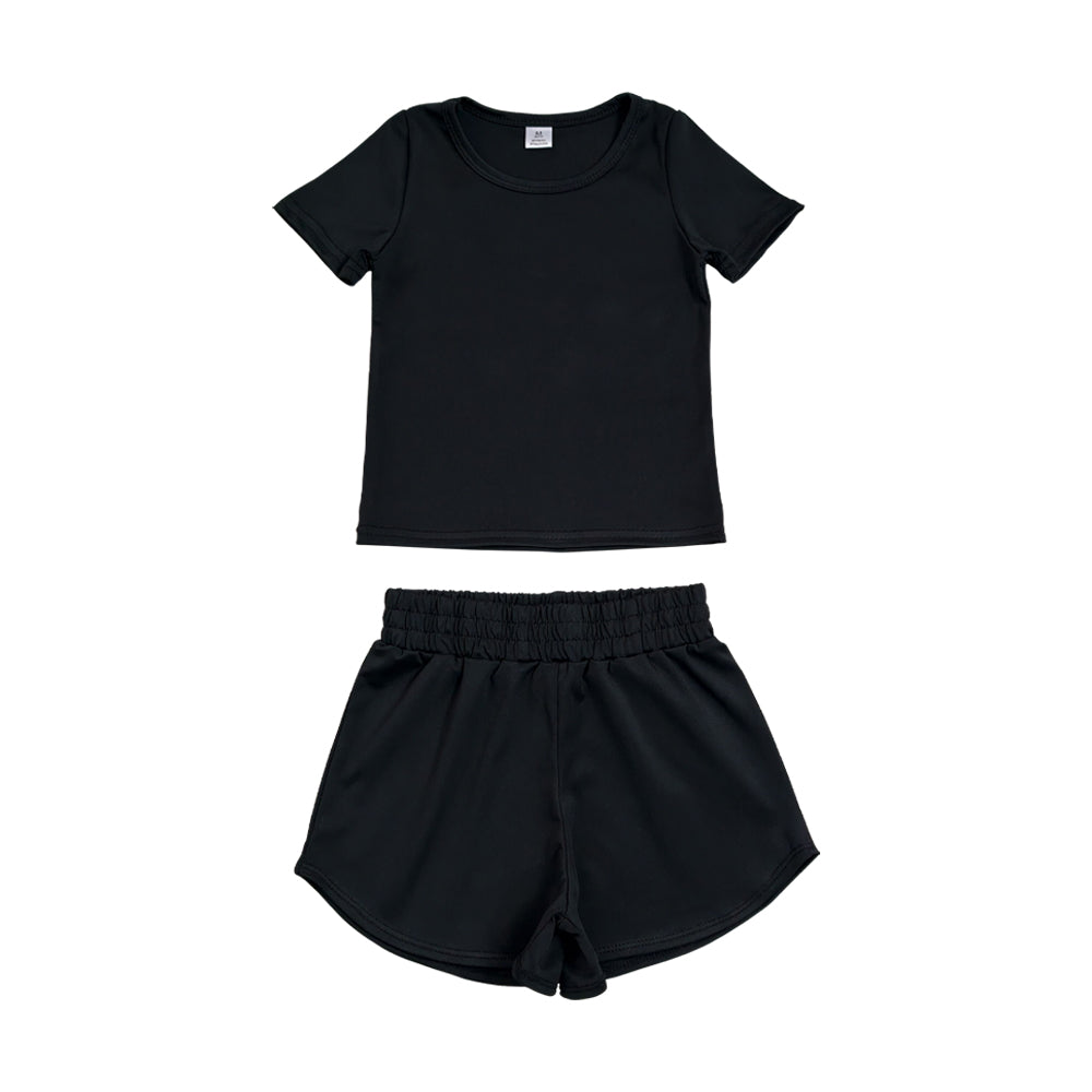 Athletic Black Short Sleeve Outfits GSSO3760