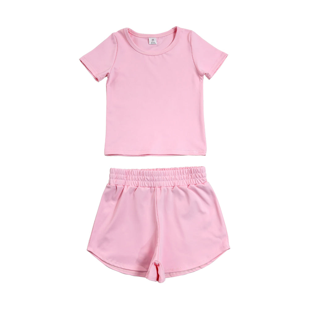 Athletic Pink Short Sleeve Outfits GSSO3761
