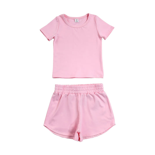 Athletic Pink Short Sleeve Outfits GSSO3761