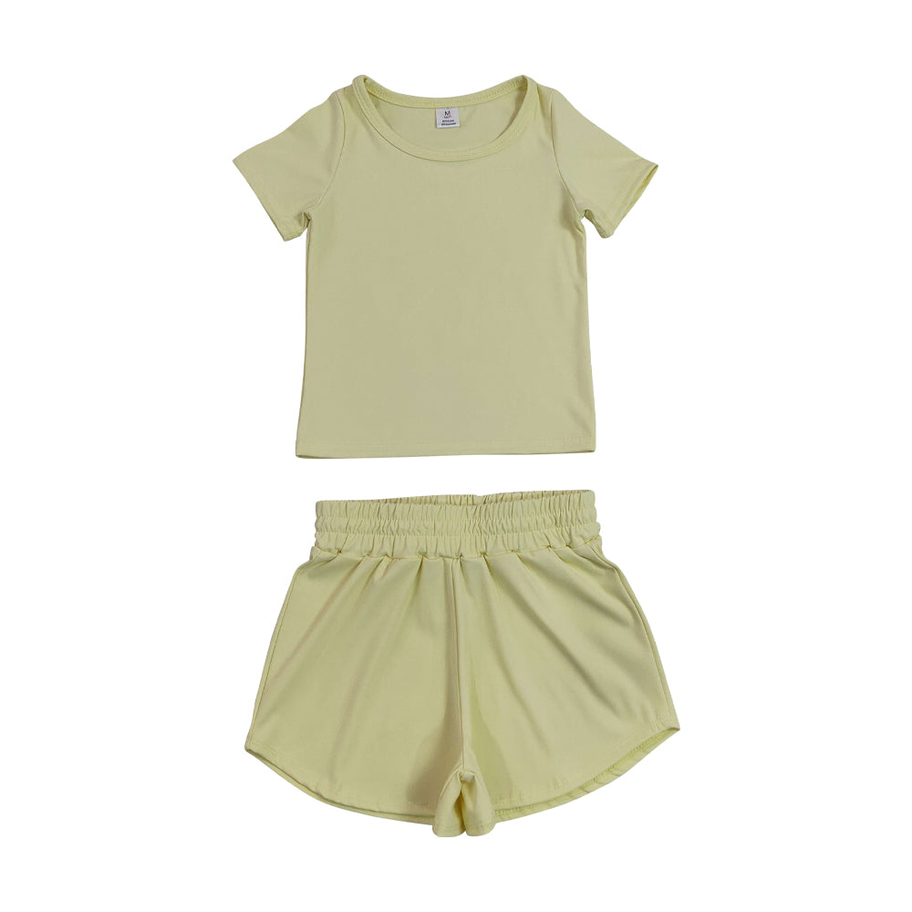 Athletic Yellow Short Sleeve Outfits GSSO3763