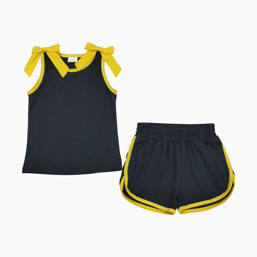 Summer black sleeveless Girls Set GSSO3823