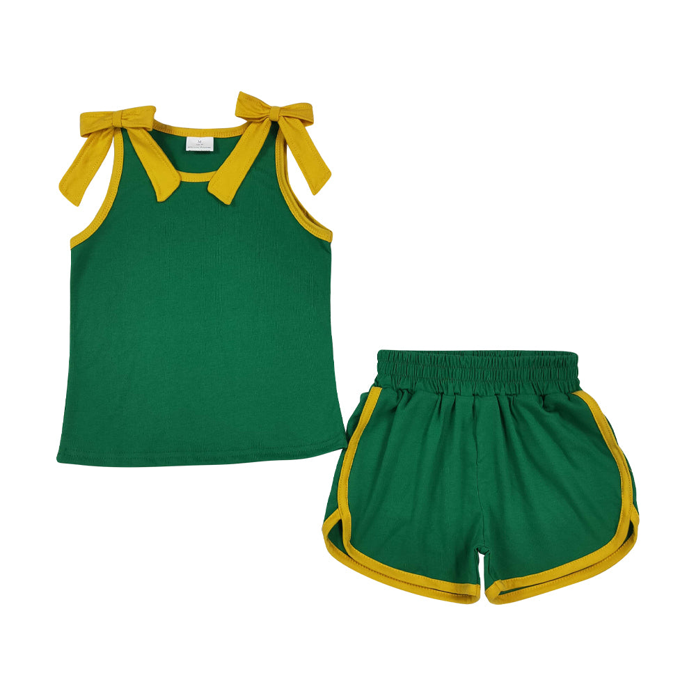 Gameday Green yellow bow sleeveless Girls Set GSSO3850
