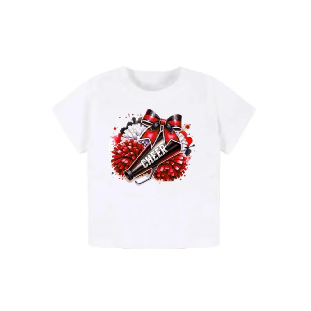 pre -order red cheer pattern Print short sleeve girl t-shirt GT0992