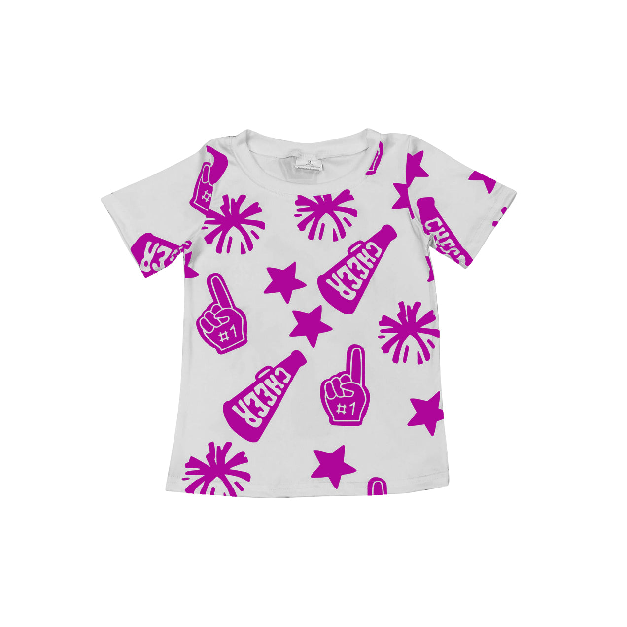 pre -order Purple cheer pattern Print short sleeve girl t-shirt GT0993