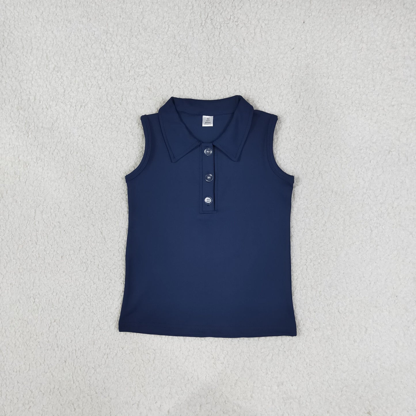 GT1159 Tennis Buttons Polo Solid Color Yoga Navy Kids Girls Shirt Top
