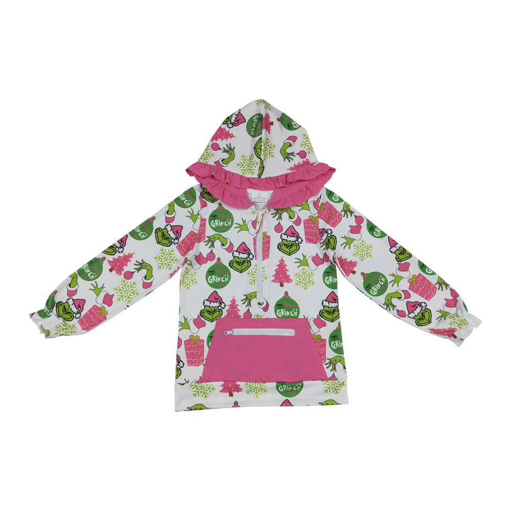 Christmas Pink print Long Sleeve Hoodies GT1164