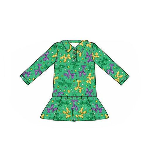 pre -order Green long sleeve Girls dress GT1262
