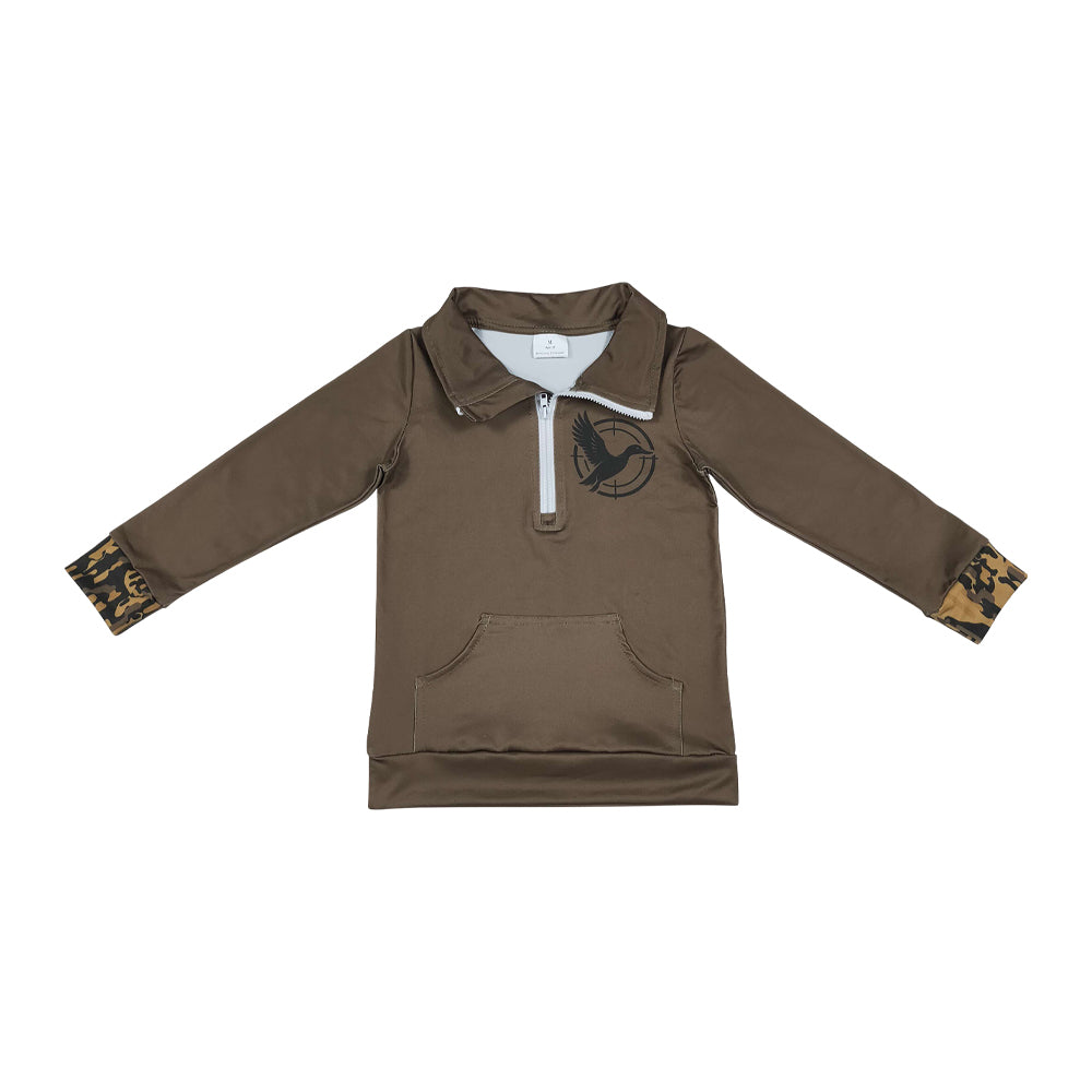 huting Duck brown Print Long Sleeve Pullover GT1698