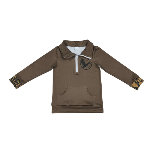 huting Duck brown Print Long Sleeve Pullover GT1698