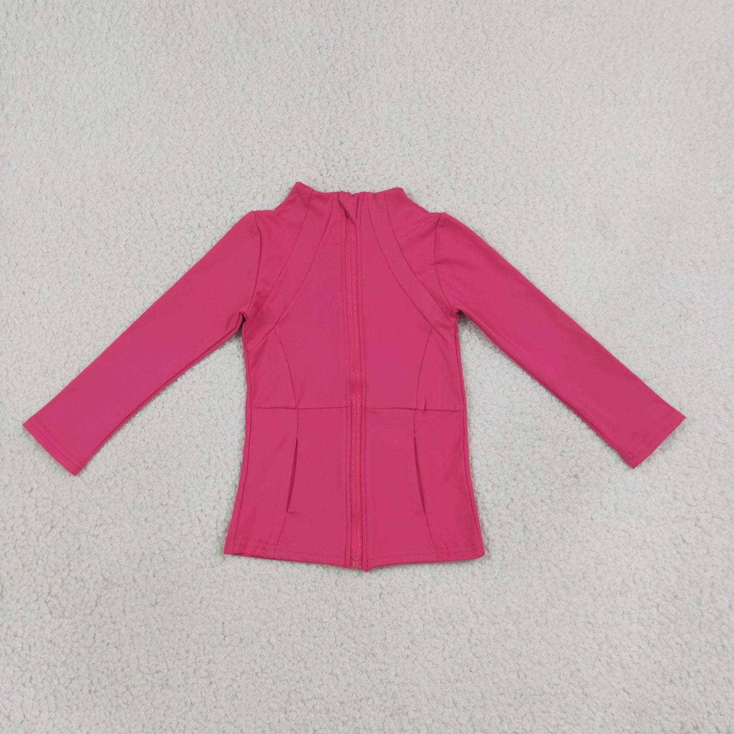 GT1802 Hot Pink Zipper Yoga Kids Girls Coat