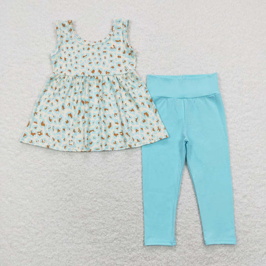 Leopard Blue Pants Girls Set