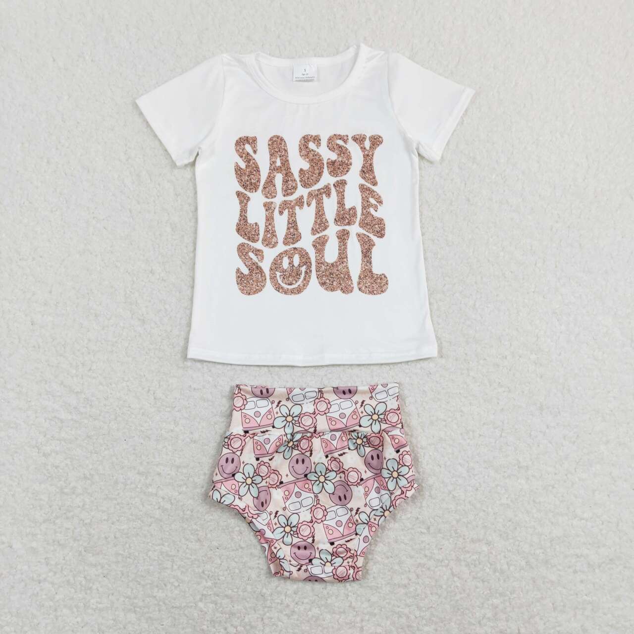Sassy Little smile flower Girls Bummies