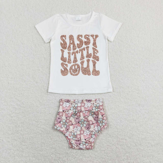 Sassy Little smile flower Girls Bummies