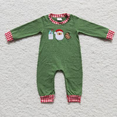 LR0232 Christmas Embroidered Cookies long sleeve Romper (usa warehouse)