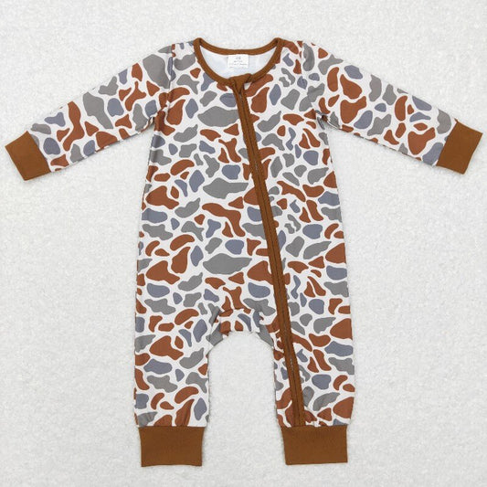 LR0818 brown camo boy Romper (usa warehouse)