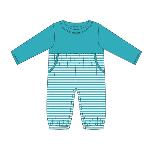 Pre-order Blue print long sleeve baby romper LR1686