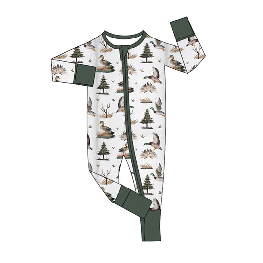Pre-order Blue duck print with zipper long sleeve baby romper LR1687