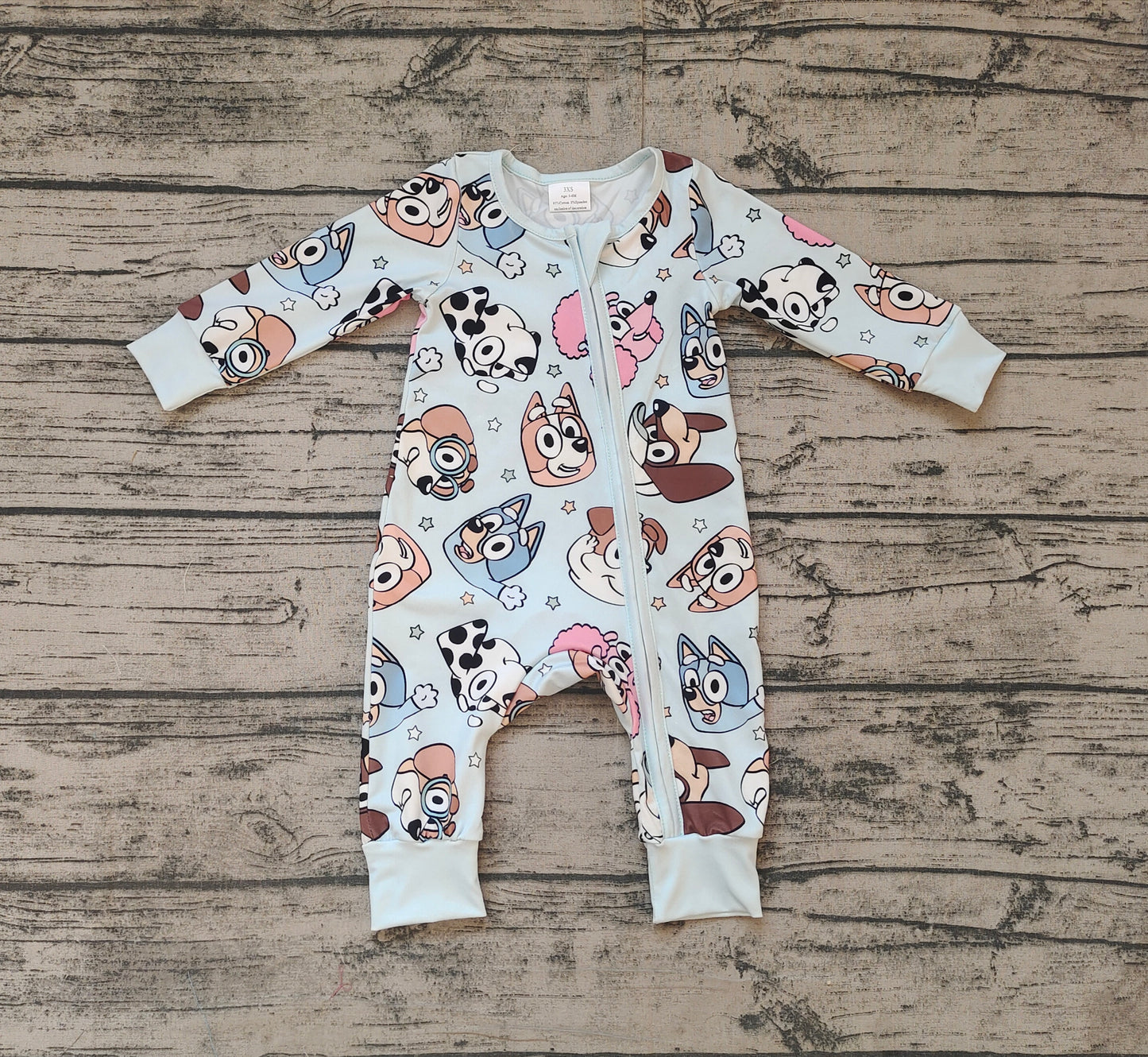 Pre-order Blue cartoon with zipper long sleeve baby romperLR2062