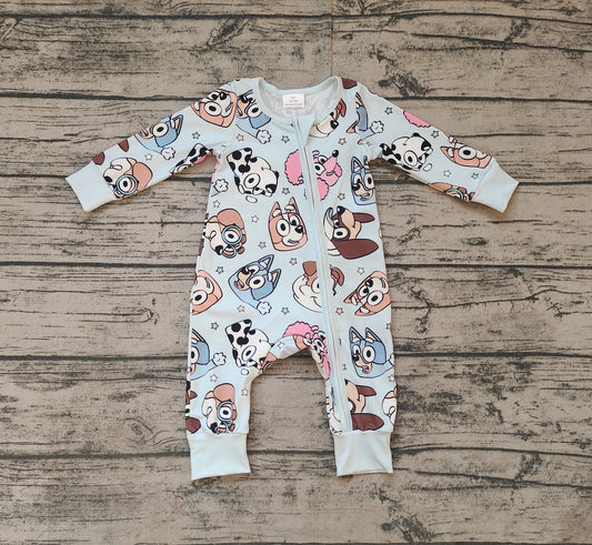 Pre-order Blue cartoon with zipper long sleeve baby romperLR2062