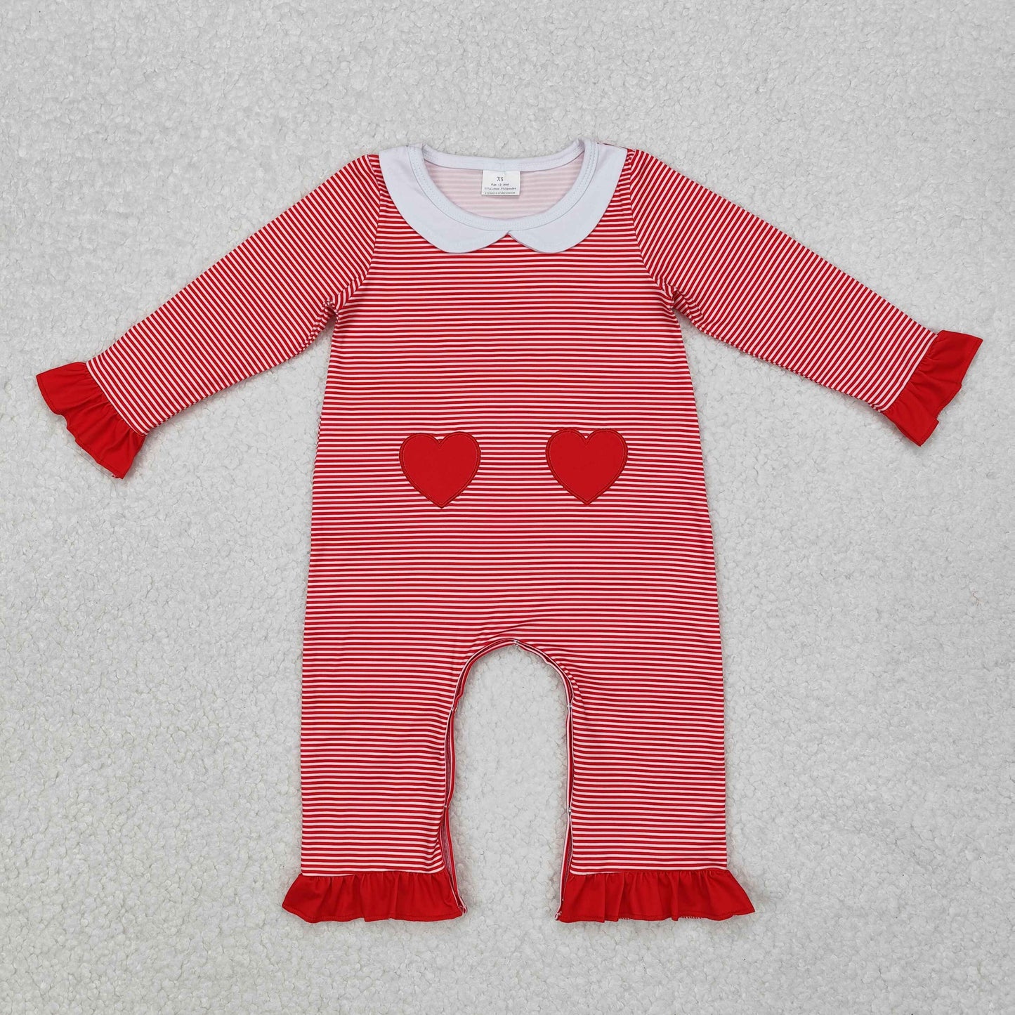 red stripe heart embroidery Baby Romper