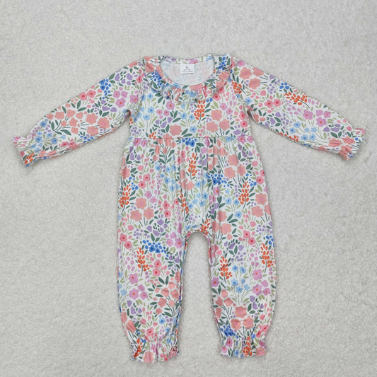 pink flowers lace print Baby Romper