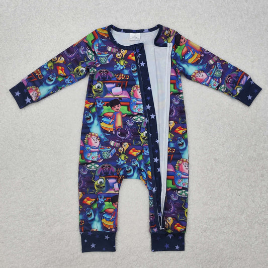 pueple cartoon print Baby Romper With zipper romper