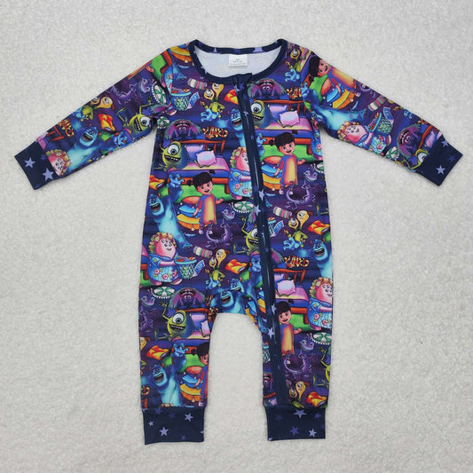 pueple cartoon print Baby Romper With zipper romper