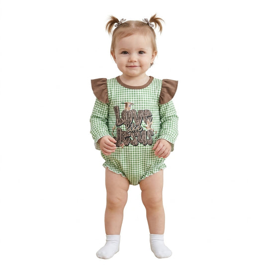 LR2551 Love Like Jesus Mallard Ducks Baby Girls Romper