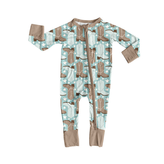 Pre-order western boots full zip baby Romper LR2734