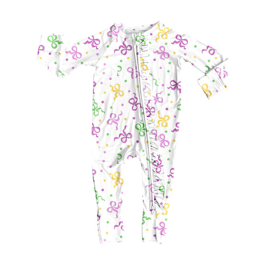 Pre-order Bow full zip baby Romper LR2735