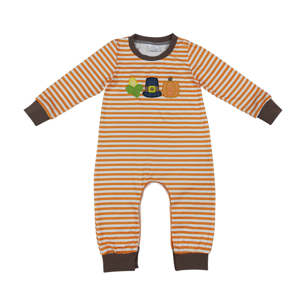 halloween Embroidery pumpkin Baby Romper LR3037