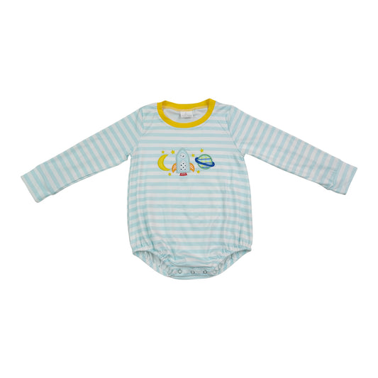 Stripe embroidery Long Sleeve Baby Romper LR3063