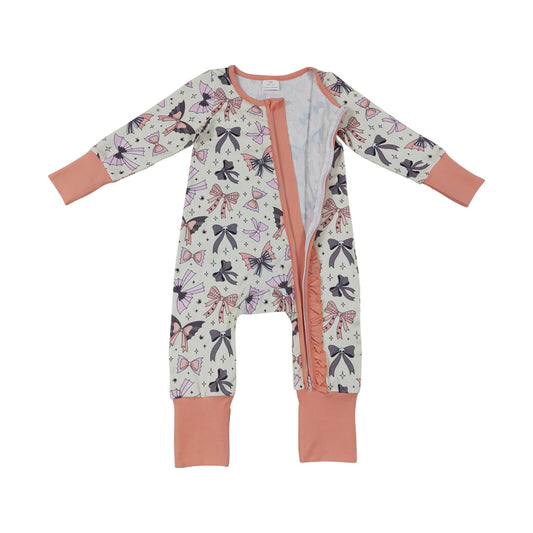 Halloween Bow Long Sleeve Baby Romper LR3078