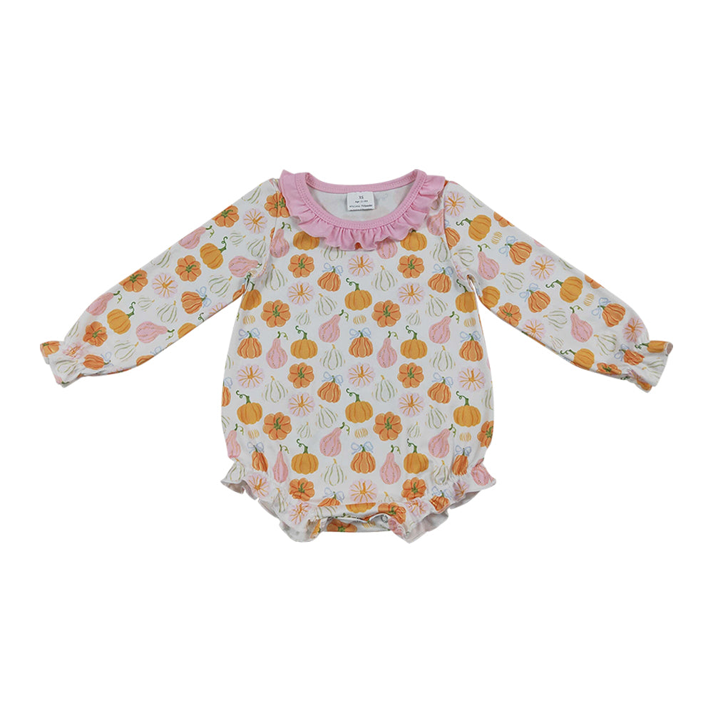 Pumpkin Long Sleeve Baby Romper LR3098