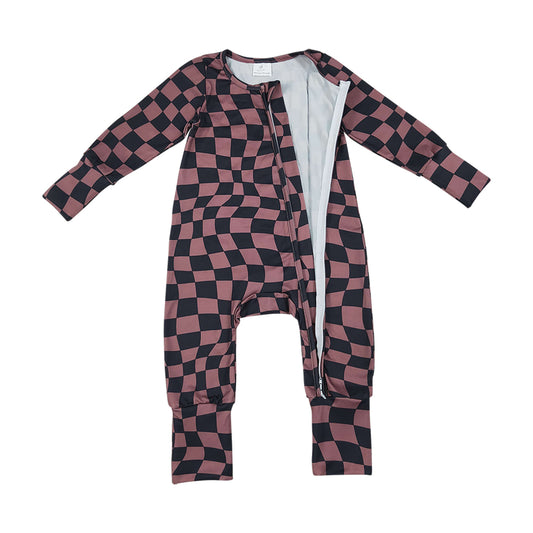 Plaid Long Sleeve Baby Romper LR3115(1)