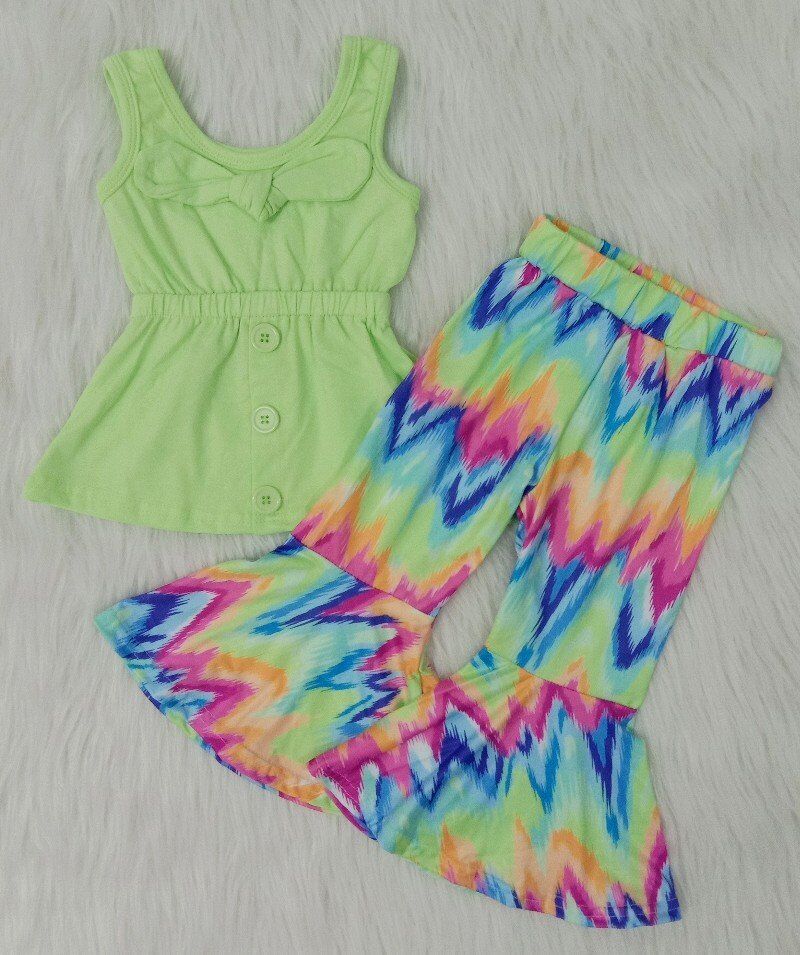 Green Tie-dye Boutique Girl Outfits
